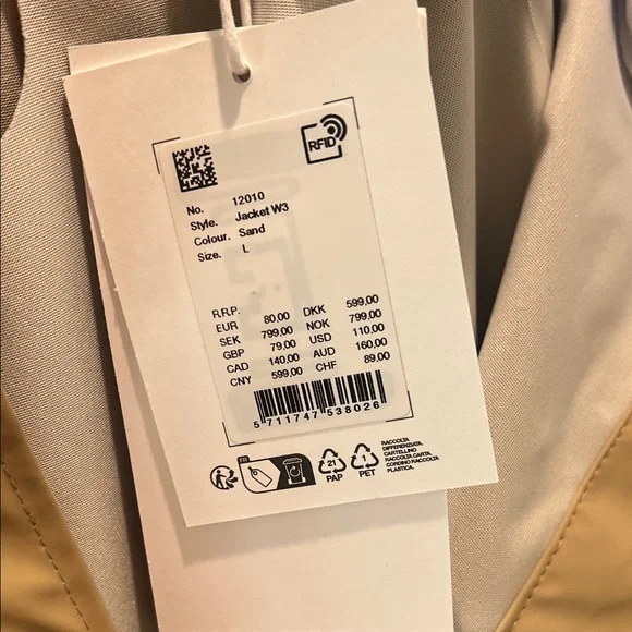 Rains Lightweight Waterproof Trench Style Raincoat in color Sand. NWT - Picture 12 of 14